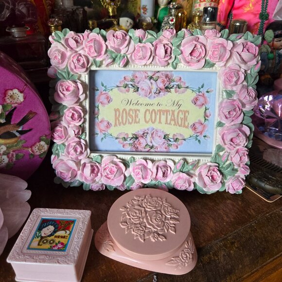Other - Pink Rose Picture Frame Cottagecore Romantic Wedding Gift Rose Gardener